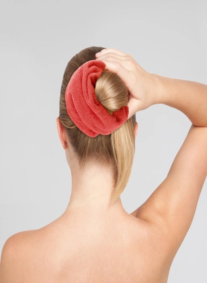 CAVETEE Hair Drying Towel Scrunchies，3Pack Towel Scrunchies for Wet Hair Fuzzy Hair Bands Ponytail Holder for Wet and Dry Hair Accessories (Pink/Black/Red, Large) - Image 3